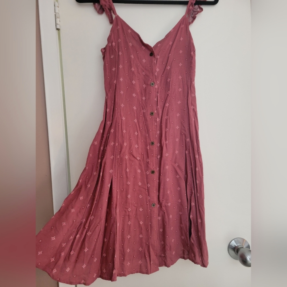 Charlotte Russe pink pattern off the shoulder dress w/ button front sz m